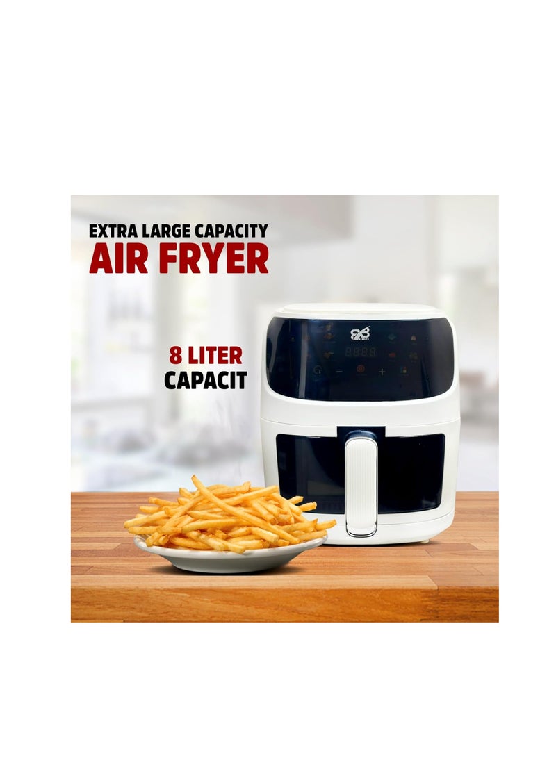 Multifunctional Air Fryer 8 Liter Large Capacity – Digital Touch Control Panel – 8 Different Menu with Temperature Adjustable Instant Pot – QF605B (White)