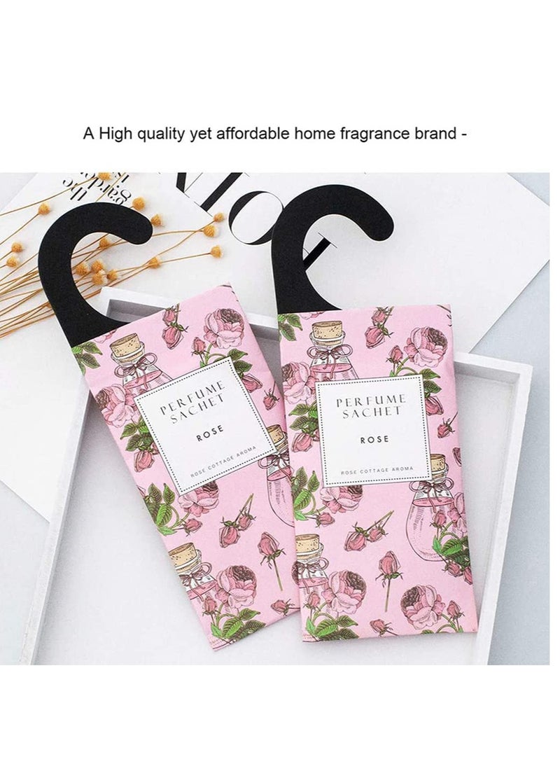 Rose Hanging Sachet Closet Deodorizer 1 Pack 12 Pcs Scent Sachet Drawer Freshener Closet Air Freshener Scented Deodorizer Freshener for Home Car Long Lasting Scented Sachets Smell Goods