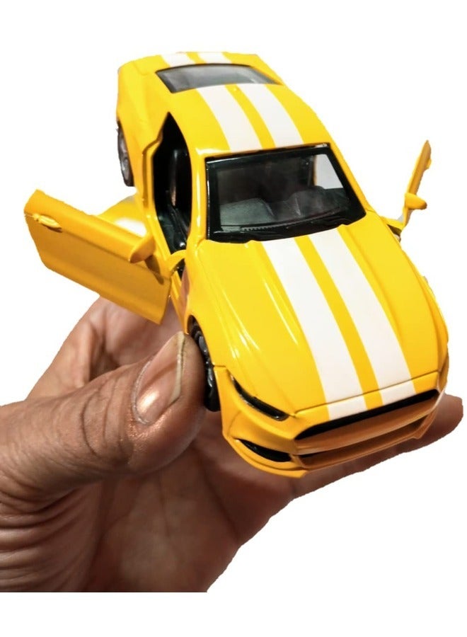 Yellow Thunder 4-Piece Alloy Die Cast Model Car Set with Openable Doors & Pull Back Action for Kids