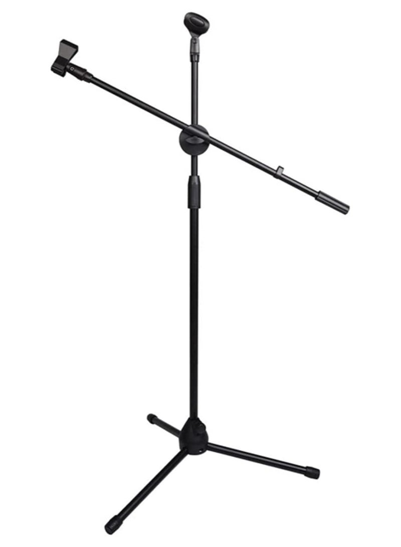 Universal Floor Tripods Metallic Support Metal Adjustable Double-headed Mic Clip Microphone Holder Telescopic Floor Boom Stand