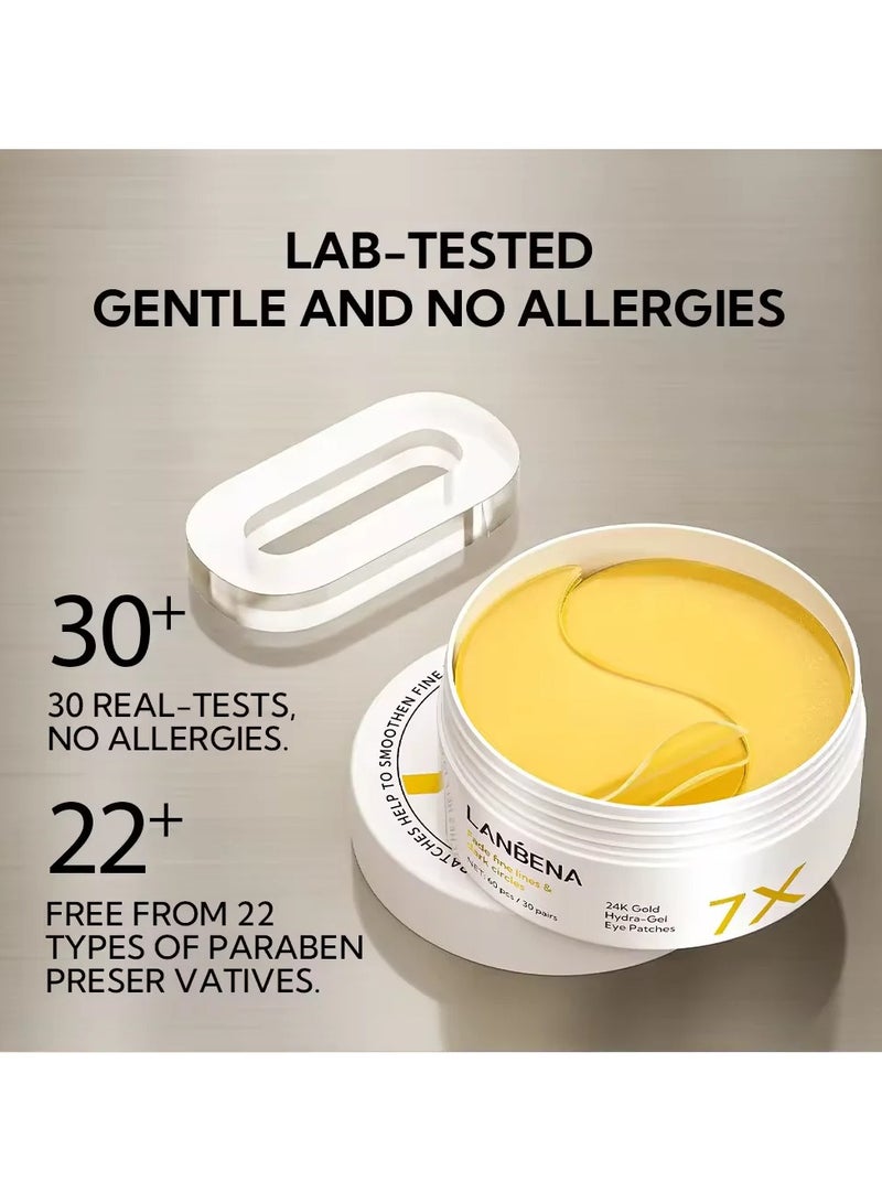 Lanbena 24K Gold Hydra-Gel Eye Patches 60Pcs/30Pairs