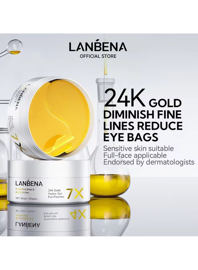Lanbena 24K Gold Hydra-Gel Eye Patches 60Pcs/30Pairs