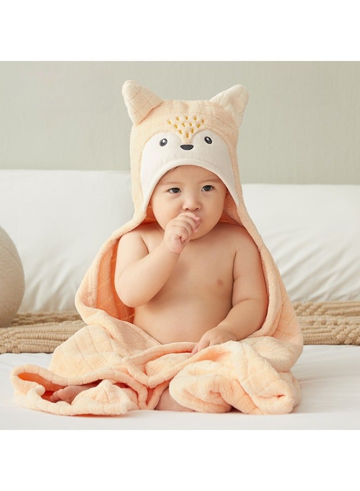 Baby Hooded Bath Towel, Natural Cotton Bamboo Baby Towel, Ultra Absorbent Baby Towel with Ears, Soft Baby Stuff Shower Gifts for Babies, Infant, Toddler and Kids Fox Style