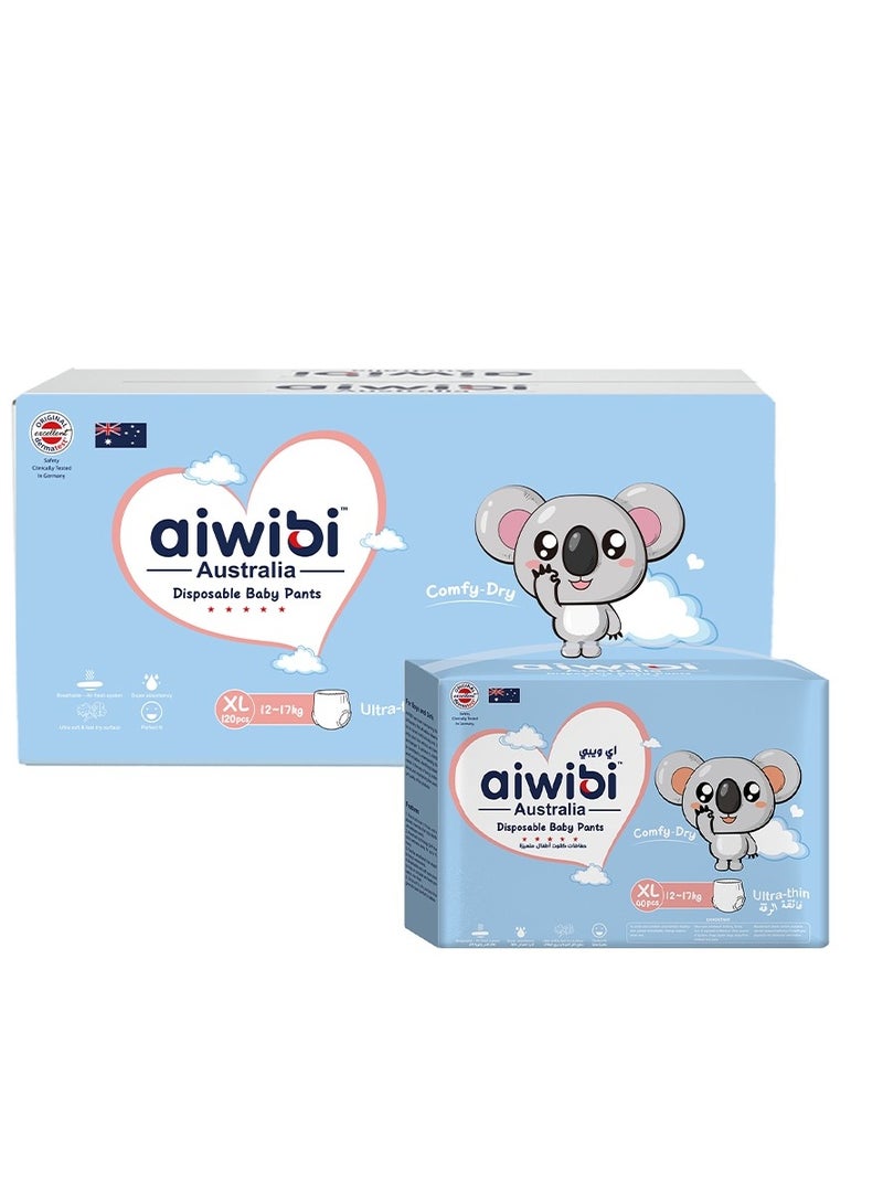 Aiwibi Comfy Dry Baby Pants Size 5-XL (12-17kg) 40's - Pack Of 3