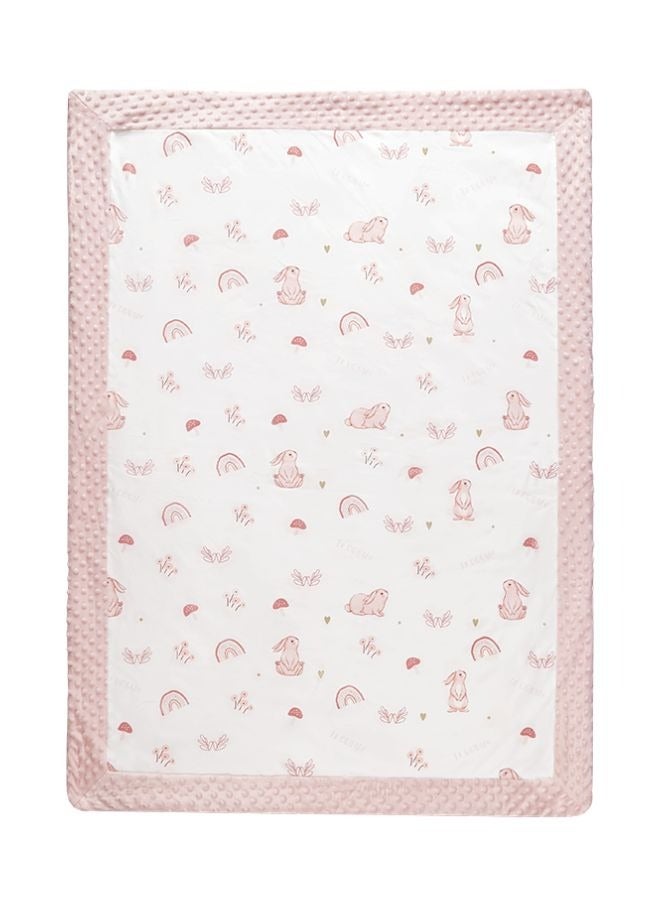 Ultra Soft Double Layer Plush Baby Blanket with Cute Animal Printed and Raised Dots for Crib, Newborn and Toddler 100x140cm