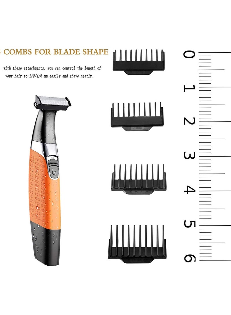 KM-1910 Professional Waterproof USB Rechargeable Body And Beard Trimmer And Hair Remover For Eyebrows, Facial Hair For Men And Women, Orange Color Saudi Version