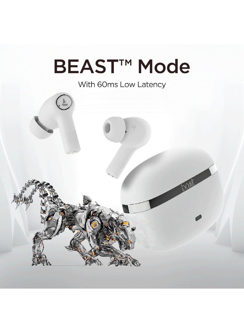 Nirvana Ion TWS Earbuds With 120 HRS Playback(24hrs/Charge), Crystal Bionic Sound With Dual EQ Modes, Quad Mics ENx Technology, Low Latency(60ms), In Ear Detection Ivory White