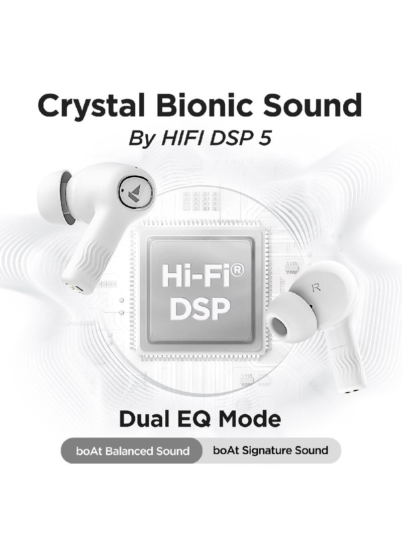 Nirvana Ion TWS Earbuds With 120 HRS Playback(24hrs/Charge), Crystal Bionic Sound With Dual EQ Modes, Quad Mics ENx Technology, Low Latency(60ms), In Ear Detection Ivory White