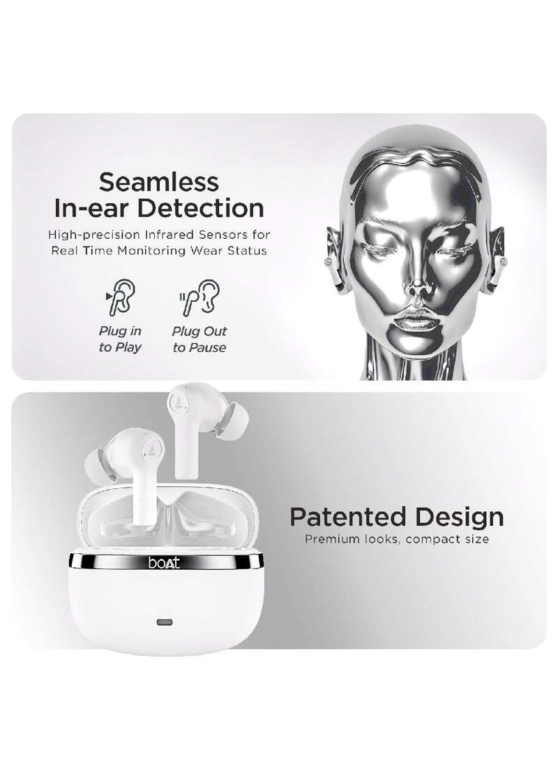 Nirvana Ion TWS Earbuds With 120 HRS Playback(24hrs/Charge), Crystal Bionic Sound With Dual EQ Modes, Quad Mics ENx Technology, Low Latency(60ms), In Ear Detection Ivory White