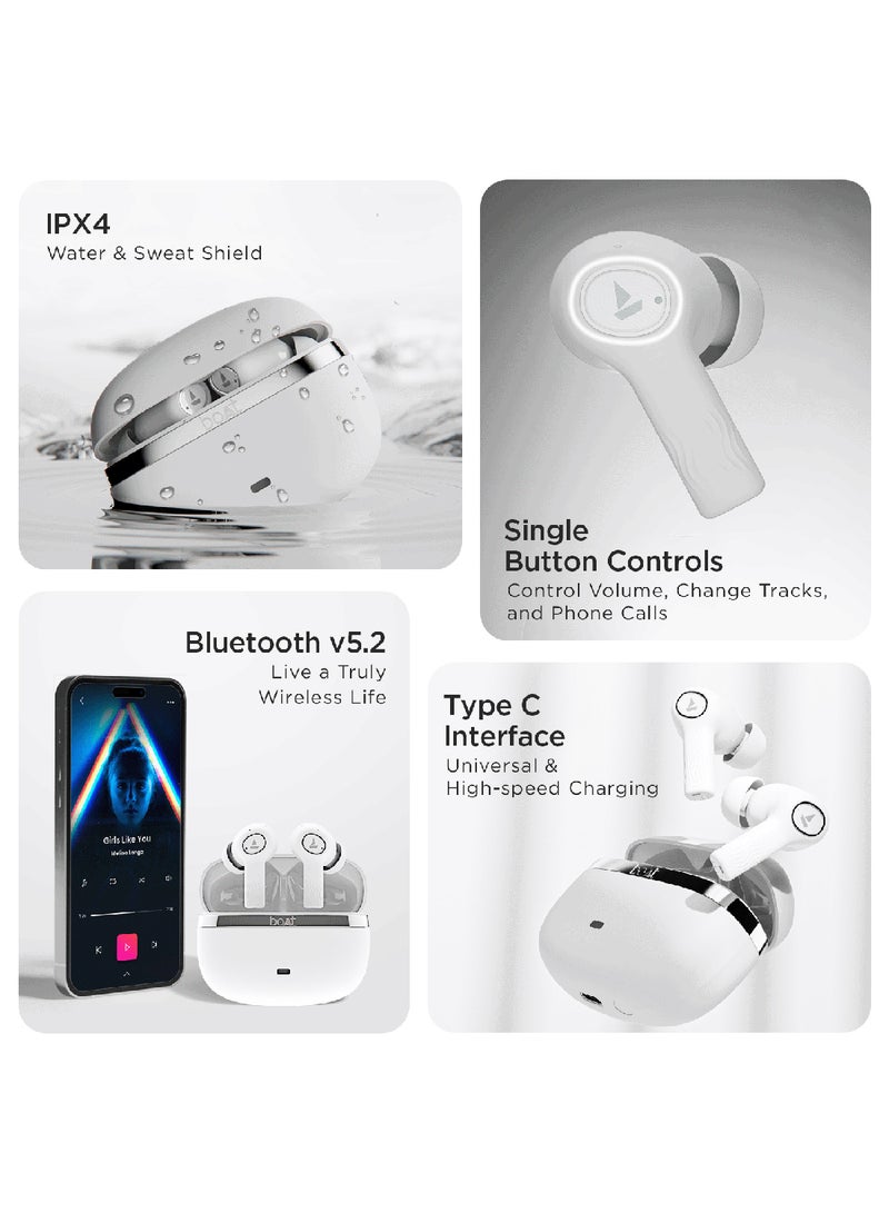 Nirvana Ion TWS Earbuds With 120 HRS Playback(24hrs/Charge), Crystal Bionic Sound With Dual EQ Modes, Quad Mics ENx Technology, Low Latency(60ms), In Ear Detection Ivory White
