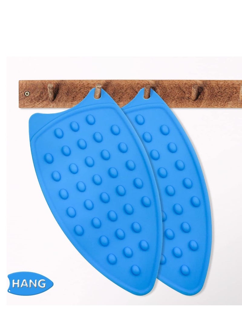 Silicone Iron Rest Pads, Multipurpose Iron Hot Resistant Mat Protective Pads for Ironing Board, Silicone Heat Resistant Mat for Flat Irons, Curling Irons, Blue, 2 Pcs