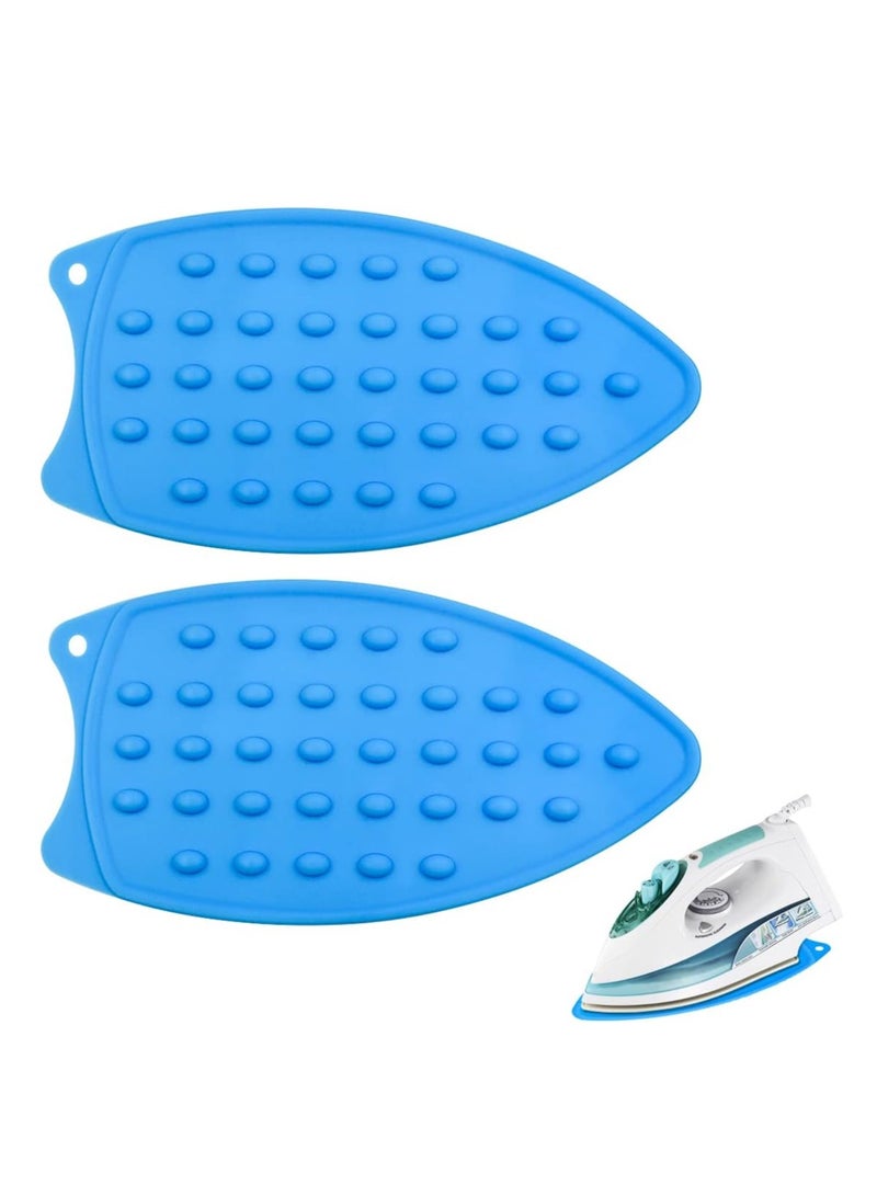 Silicone Iron Rest Pads, Multipurpose Iron Hot Resistant Mat Protective Pads for Ironing Board, Silicone Heat Resistant Mat for Flat Irons, Curling Irons, Blue, 2 Pcs