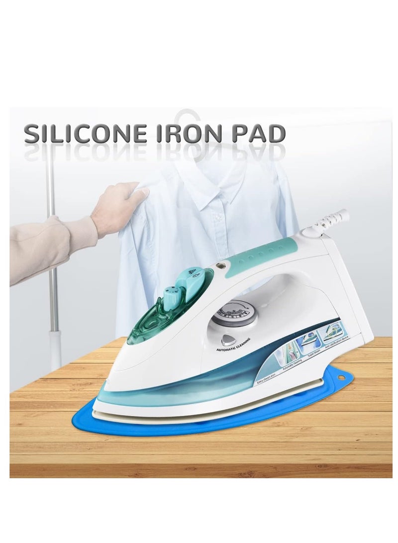 Silicone Iron Rest Pads, Multipurpose Iron Hot Resistant Mat Protective Pads for Ironing Board, Silicone Heat Resistant Mat for Flat Irons, Curling Irons, Blue, 2 Pcs