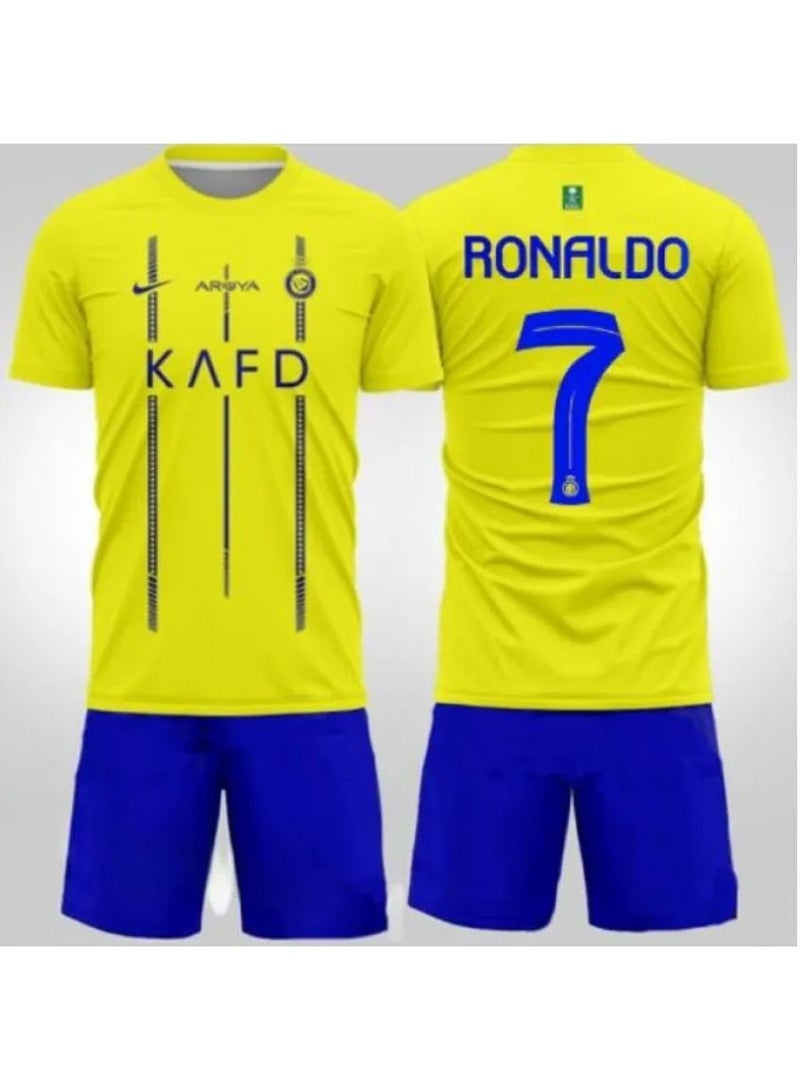 23-24 Saudi League Away Football Kit, No.7 Ronaldo Shirt and Shorts Set for Kids and Adults