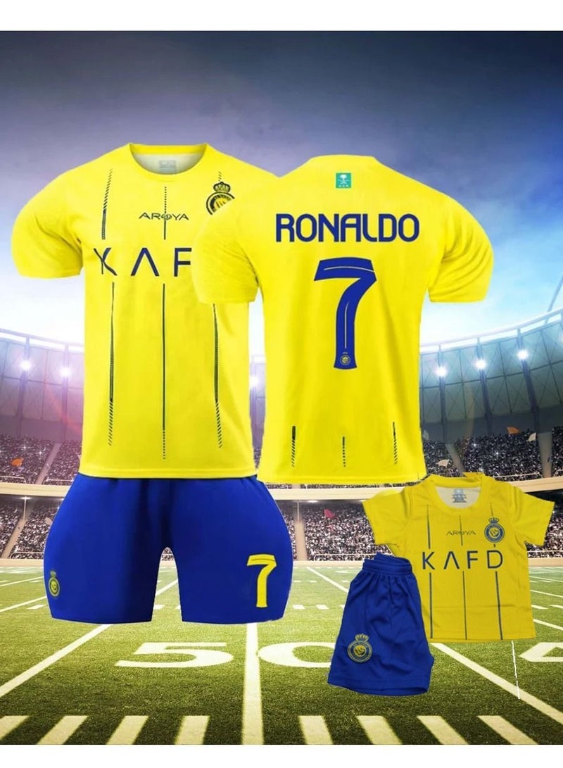 23-24 Saudi League Away Football Kit, No.7 Ronaldo Shirt and Shorts Set for Kids and Adults