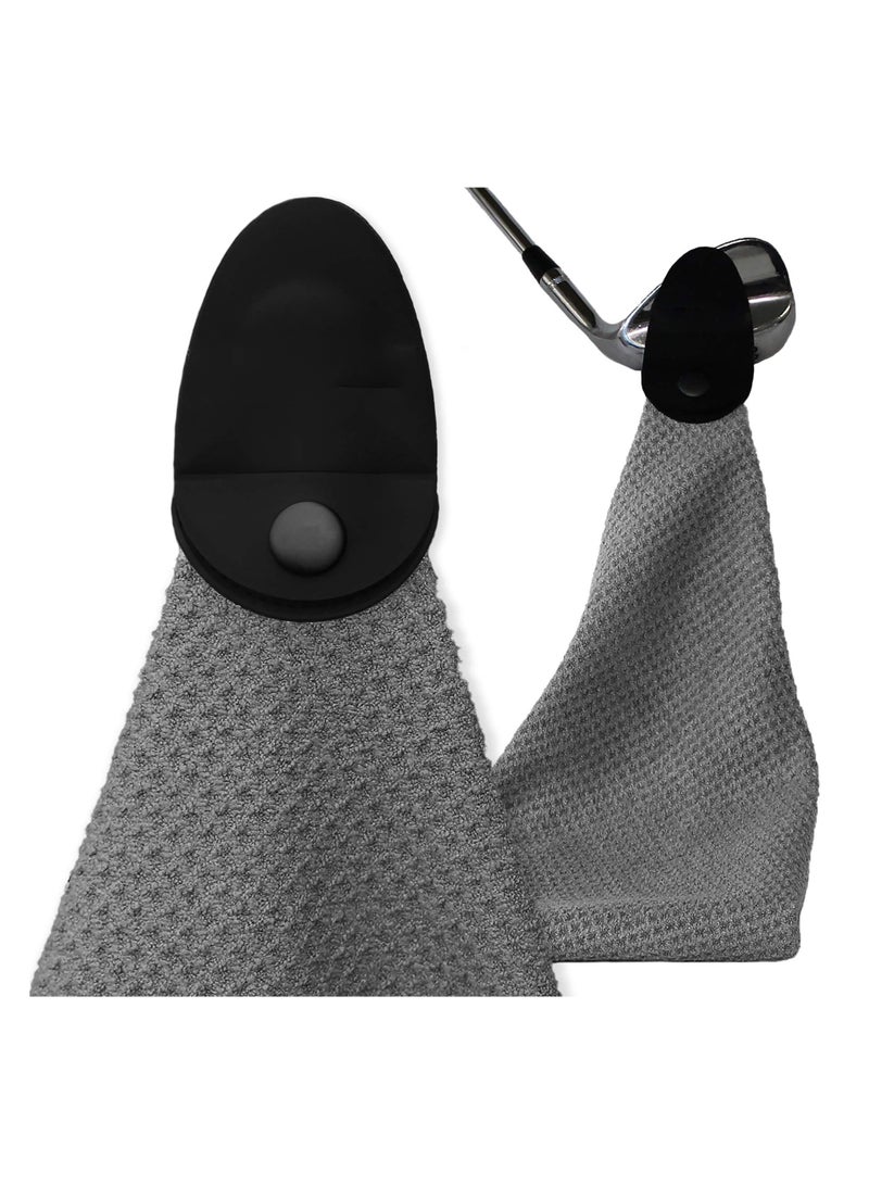 Magnetic Golf Towel, Gray, Top-Tier Microfiber Golf Towel with Deep Waffle Pockets, for Golf Bags, Industrial Strength Magnet for Strong Hold to Golf Carts or Clubs, with Clip for Men & Women