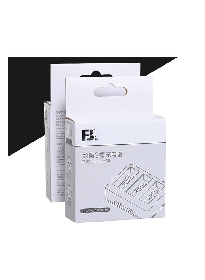Triple-Slot Battery Charger for GoPro 12, 11, 10 - Includes Charging Cable