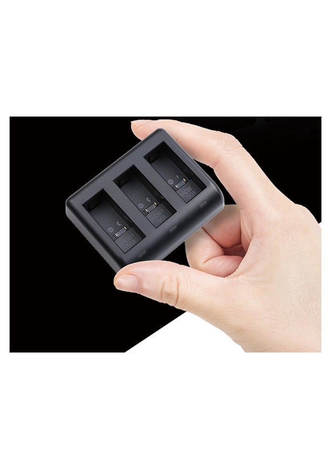Triple-Slot Battery Charger for GoPro 12, 11, 10 - Includes Charging Cable