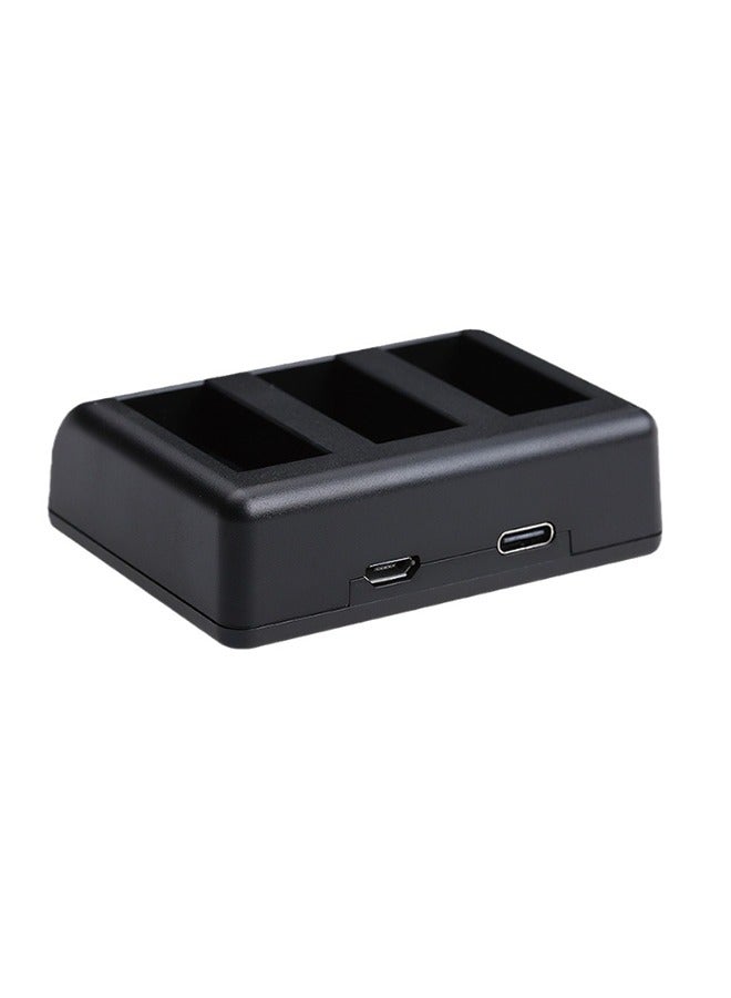 Triple-Slot Battery Charger for GoPro 12, 11, 10 - Includes Charging Cable