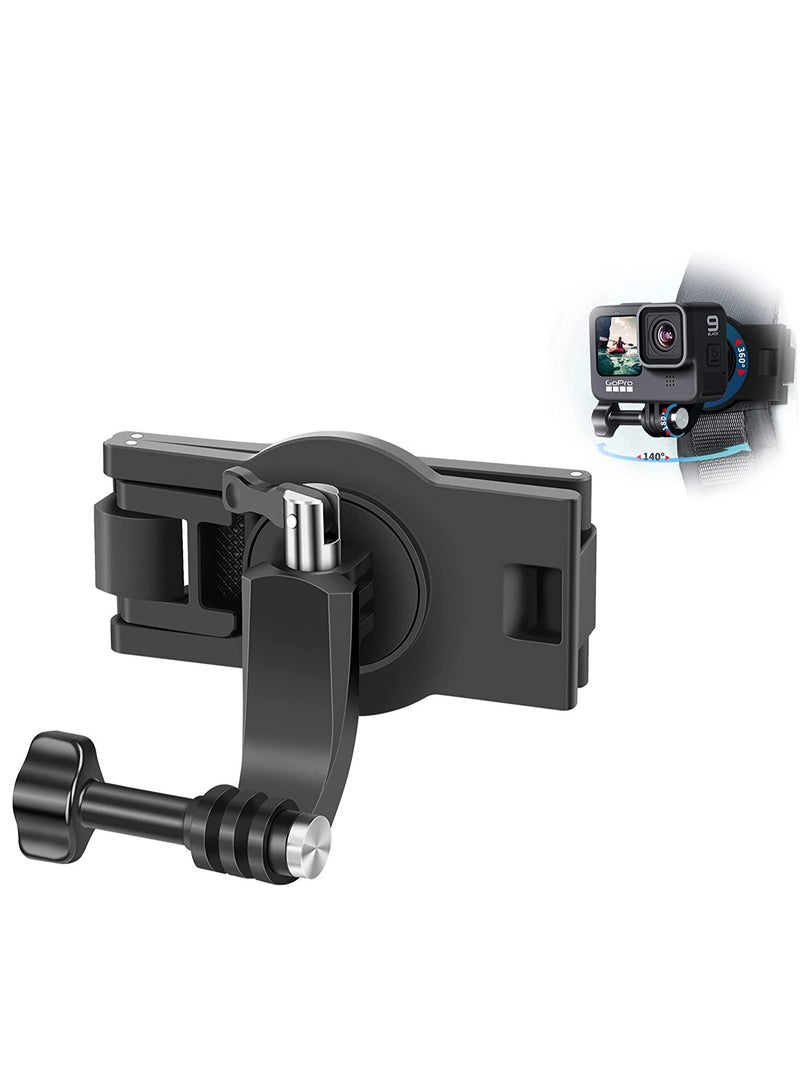 Backpack Strap Mount Adjustable Camera Shoulder Mount, Which Compatible with GoPro Hero 9 8 7 6 5 4 Black, Session, Insta 360 One R, DJI Osmo Action and Most Action Camera