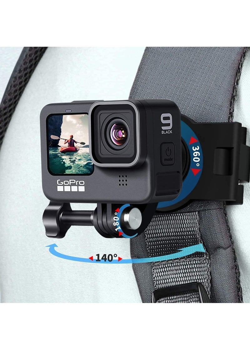 Backpack Strap Mount Adjustable Camera Shoulder Mount, Which Compatible with GoPro Hero 9 8 7 6 5 4 Black, Session, Insta 360 One R, DJI Osmo Action and Most Action Camera