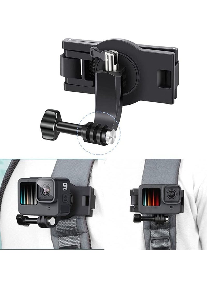 Backpack Strap Mount Adjustable Camera Shoulder Mount, Which Compatible with GoPro Hero 9 8 7 6 5 4 Black, Session, Insta 360 One R, DJI Osmo Action and Most Action Camera