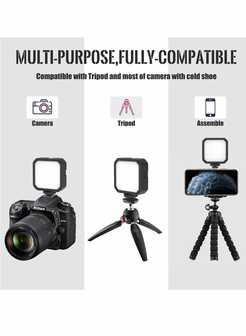 RGB LED Video Light,with Remote Control, 360°Full Color Camera Light with 3 Cold Shoe, 2000mAh Rechargeable Photography Light 3000k-7000K Dimmable Panel Lamp for YouTube/TikTok/Vlog/Photography