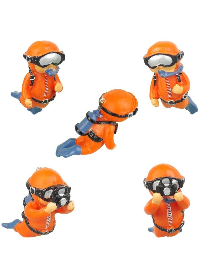 Floating Fish Tank Decorations, Lovely Diver Fish Tank Aquarium Decorations, Floating Device Fish Tank Accessories for All Kinds of Fish Tanks Orange, 2Pcs