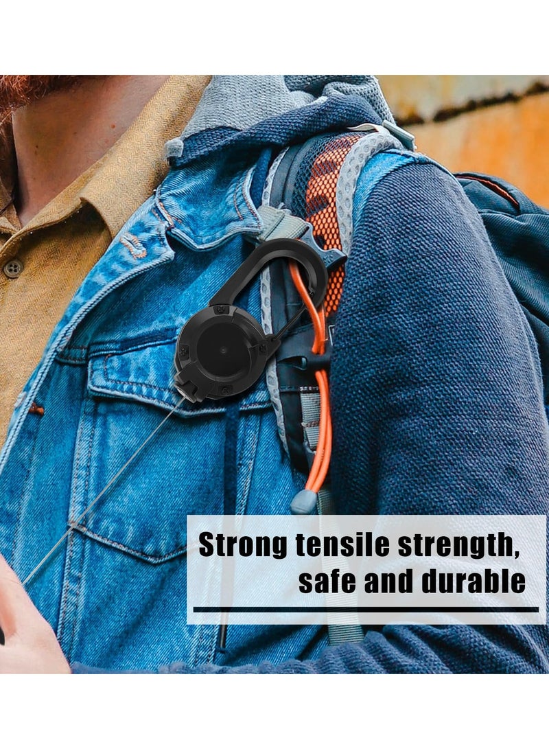 2pcs Tactical Keychain, Outdoor Retractable Wire Rope Keychain Heavy Duty Luya Tactical Keychain Carabiner Multitool Keychain for Camping, Fishing, Hunting, Available in Black and White