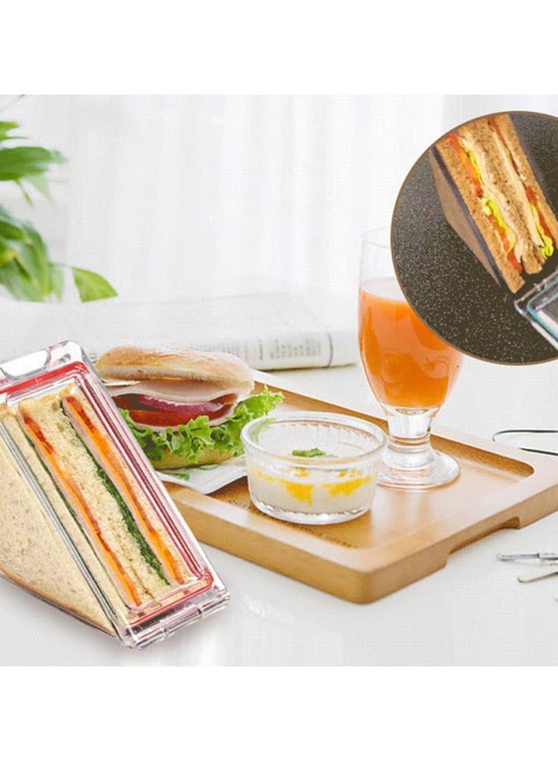 Sandwich Container Triangle, Triangle Sandwich Container Reusable, Portable and Acrylic Clear Sandwich Boxes, Washable Sandwich Box, Lunch Wedge Boxes with Lids, Sandwich Bento Box ( 2pcs )