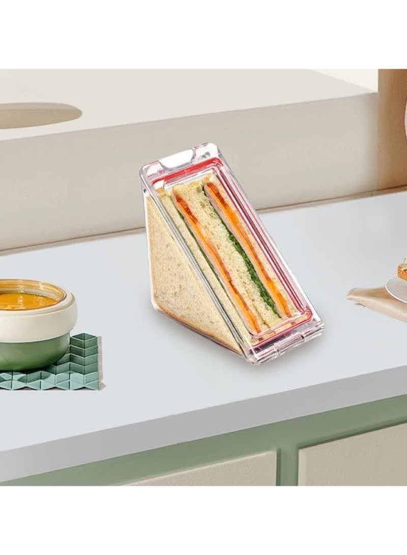 Sandwich Container Triangle, Triangle Sandwich Container Reusable, Portable and Acrylic Clear Sandwich Boxes, Washable Sandwich Box, Lunch Wedge Boxes with Lids, Sandwich Bento Box ( 2pcs )