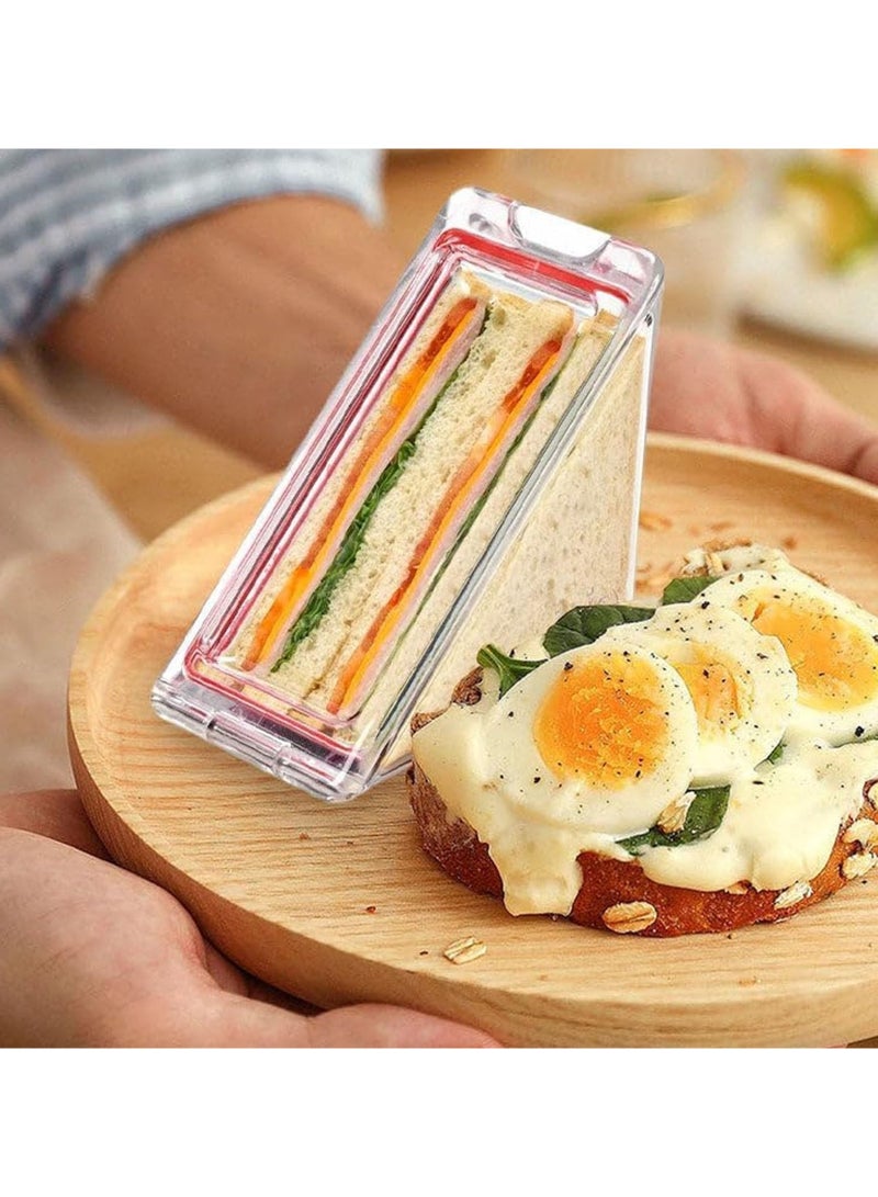 Sandwich Container Triangle, Triangle Sandwich Container Reusable, Portable and Acrylic Clear Sandwich Boxes, Washable Sandwich Box, Lunch Wedge Boxes with Lids, Sandwich Bento Box ( 2pcs )