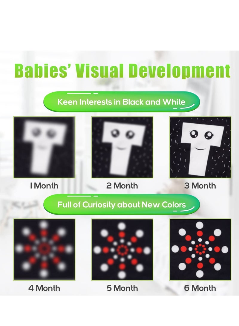 Baby Early Education Cloth Book, Black and White High-Contrast Baby Sensory Toys 0-6 Months Boy / Girl's Torn Three-dimensional Book Bed Surround Sound Cloth Book