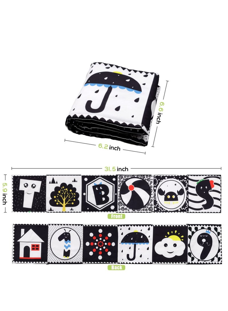 Baby Early Education Cloth Book, Black and White High-Contrast Baby Sensory Toys 0-6 Months Boy / Girl's Torn Three-dimensional Book Bed Surround Sound Cloth Book