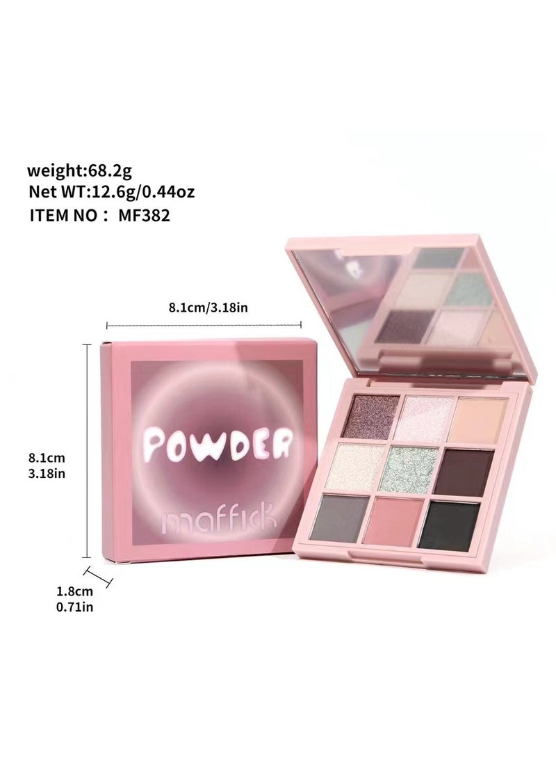 Maffick Makeup: 9-Color Eyeshadow Palette - Matte & Pearl Finish for Diversified Vibrant Looks