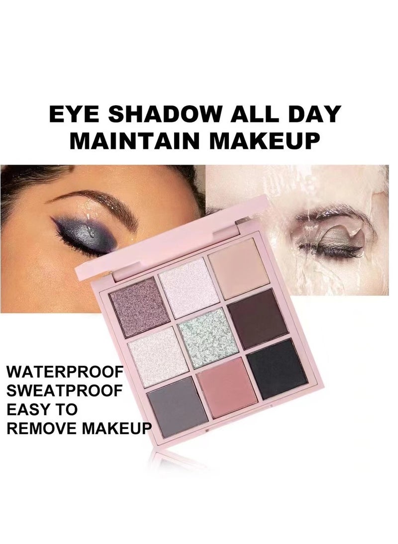 Maffick Makeup: 9-Color Eyeshadow Palette - Matte & Pearl Finish for Diversified Vibrant Looks