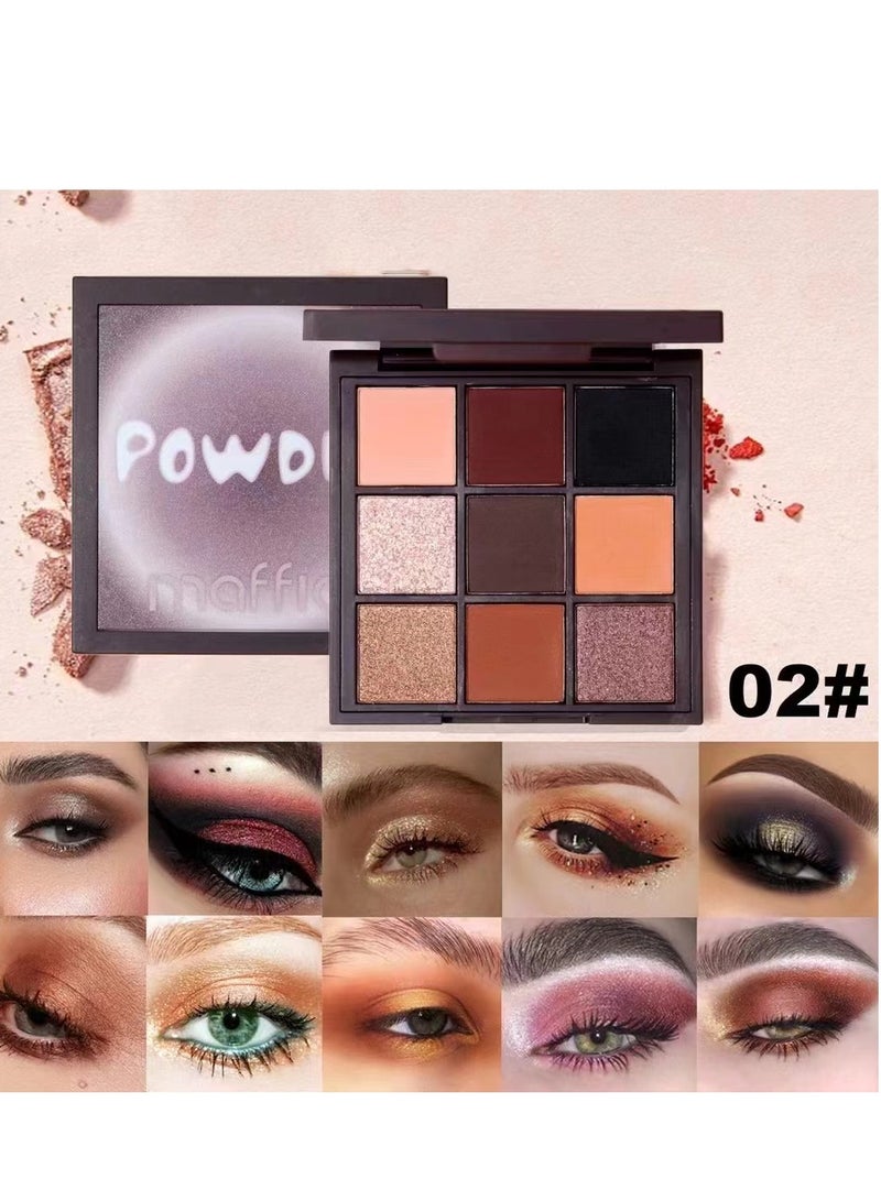 Maffick Makeup: 9-Color Eyeshadow Palette - Matte & Pearl Finish for Diversified Vibrant Looks