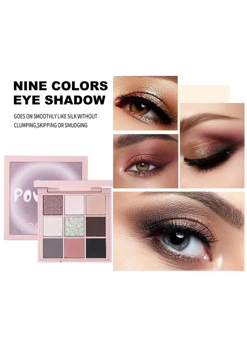 Maffick Makeup: 9-Color Eyeshadow Palette - Matte & Pearl Finish for Diversified Vibrant Looks