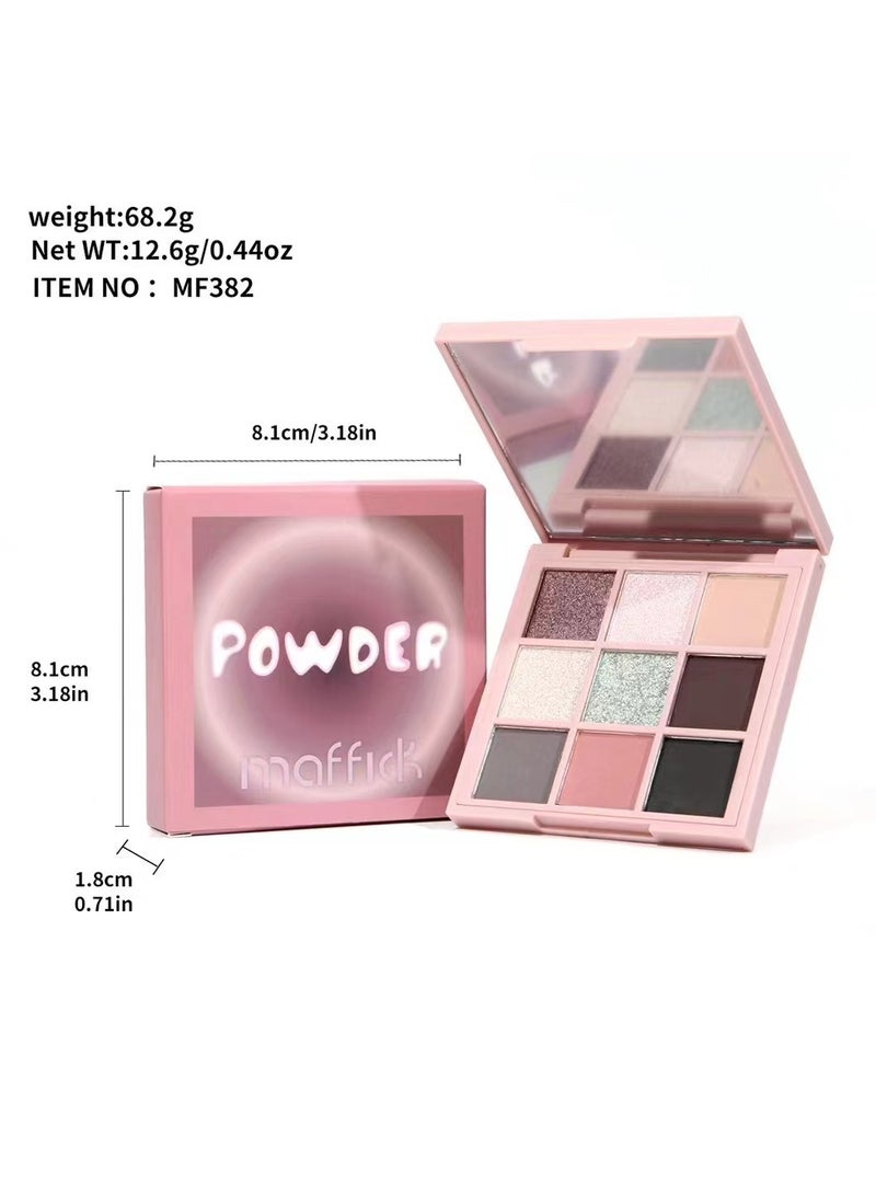 Maffick Makeup: 9-Color Eyeshadow Palette - Matte & Pearl Finish for Diversified Vibrant Looks