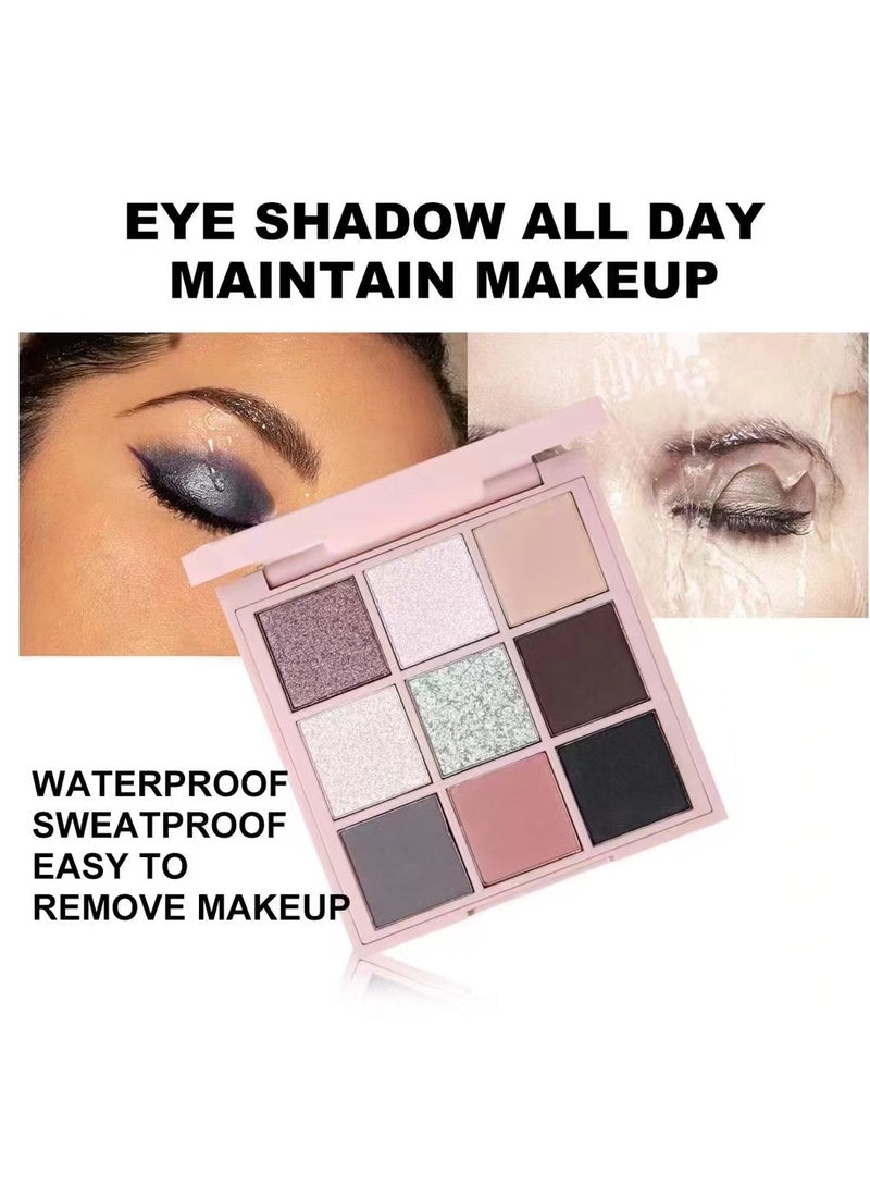 Maffick Makeup: 9-Color Eyeshadow Palette - Matte & Pearl Finish for Diversified Vibrant Looks