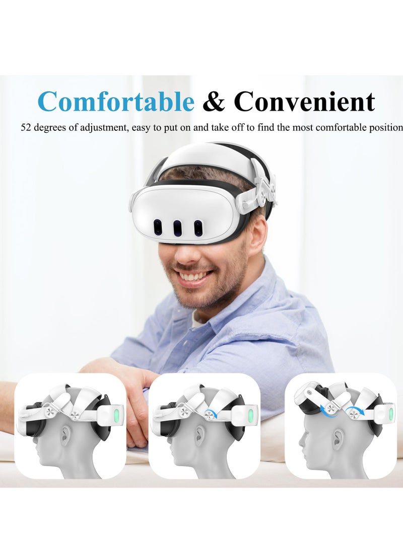 Head Strap with Battery for Oculus Quest 3, 6000mAh Battery Pack for Extended 8 Hrs of Playtime, Fast Charging VR Power, Adjustable Elite Strap Enhanced Support and Balance in VR