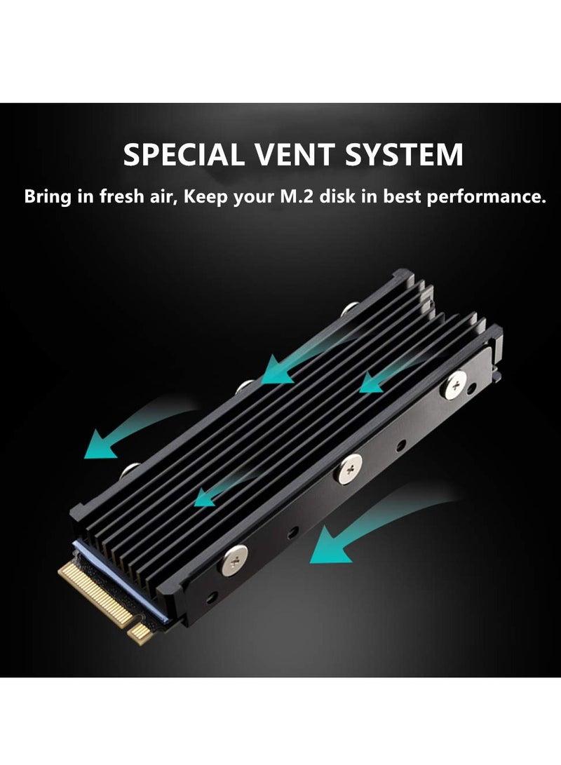 M.2 Heatsink NVME 2280 SSD Heat Sink Support Single Double Sided M2 SSD Cooling with Thermal Silicone Pads Cooler for Computer PC PS5 PCIE NVME or NGFF SATA M.2 SSD Installation