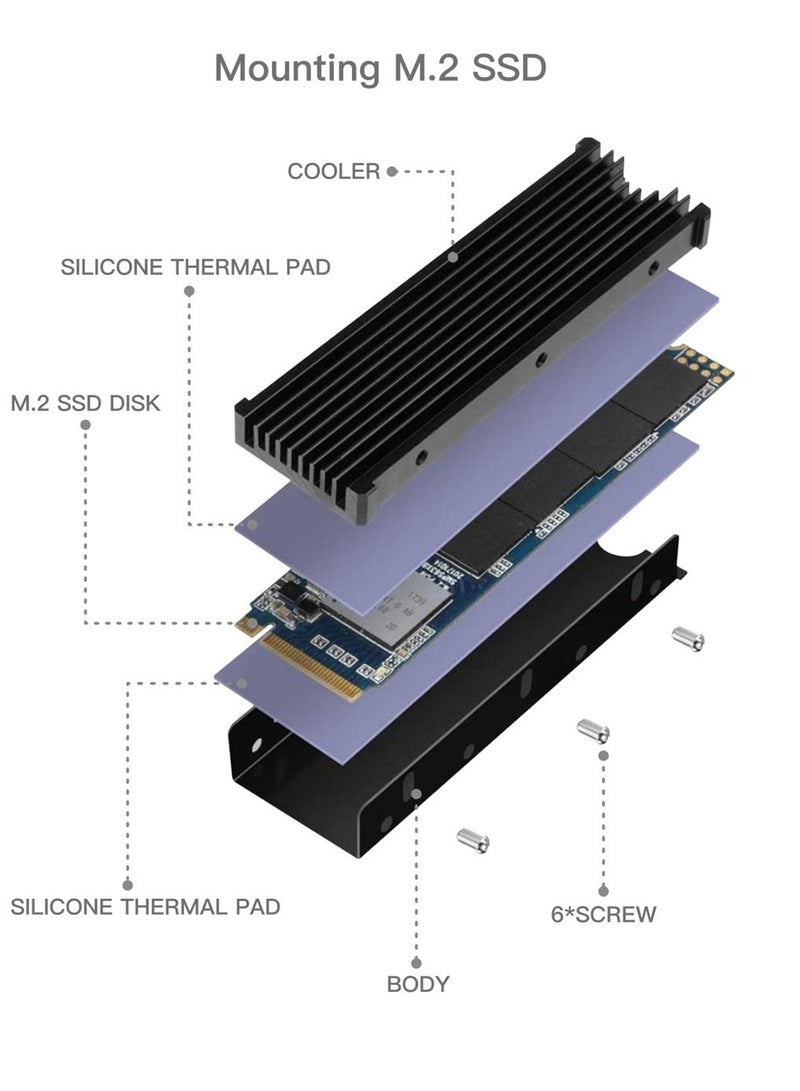 M.2 Heatsink NVME 2280 SSD Heat Sink Support Single Double Sided M2 SSD Cooling with Thermal Silicone Pads Cooler for Computer PC PS5 PCIE NVME or NGFF SATA M.2 SSD Installation