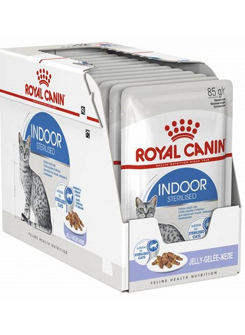 ROYAL CANIN INDOOR ADULT JELLY WET CAT FOOD POUCHES 12X85g