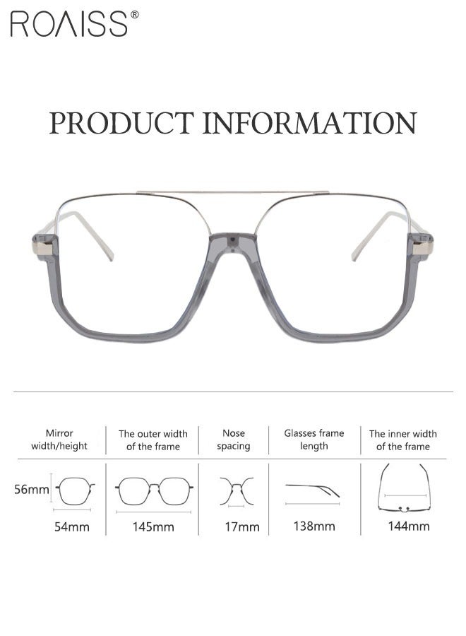 Blue Light Blocking Glasses Blue Light Filter Computer Reading Gaming TV Phones Square Eyeglasses Oversize Anti Eyestrain Headache Eyewear for Men Women Transparent Grey 54mm