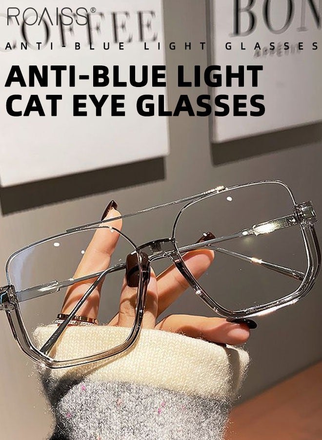 Blue Light Blocking Glasses Blue Light Filter Computer Reading Gaming TV Phones Square Eyeglasses Oversize Anti Eyestrain Headache Eyewear for Men Women Transparent Grey 54mm