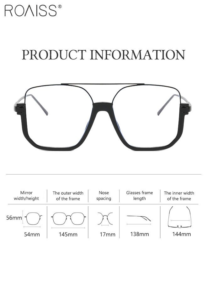 Blue Light Blocking Glasses Blue Light Filter Computer Reading Gaming TV Phones Square Eyeglasses Oversize Anti Eyestrain Headache Eyewear for Men Women Black 54mm