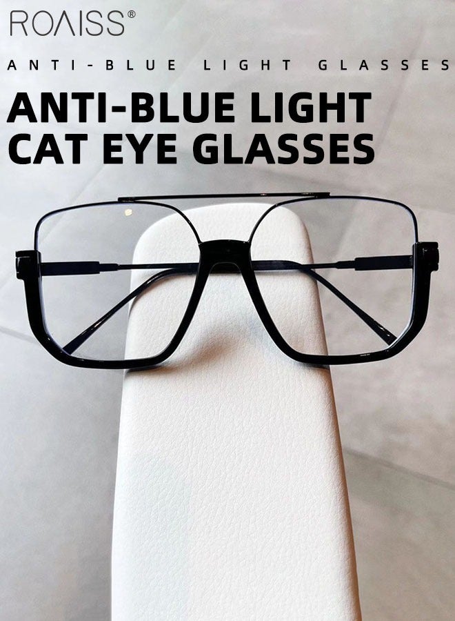 Blue Light Blocking Glasses Blue Light Filter Computer Reading Gaming TV Phones Square Eyeglasses Oversize Anti Eyestrain Headache Eyewear for Men Women Black 54mm