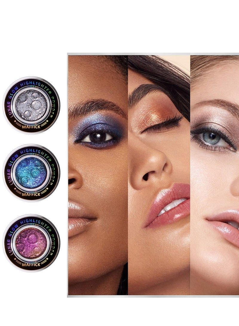 Maffick Highligher  highlighting Powder - Shimmer Face Makeup Compact for a Natural Glow