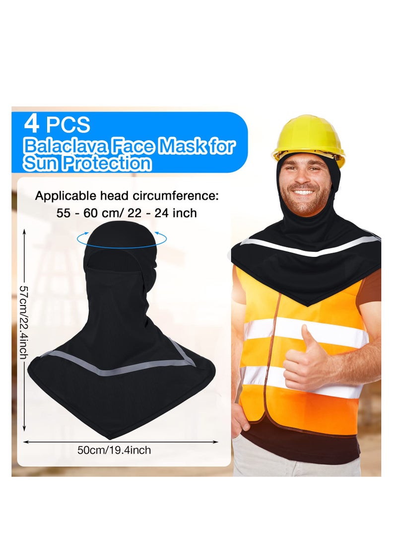 Summer Balaclava, Sun Protection Full Face Balaclava, with Reflective Strip Cooling Breathable Long Neck Covers, Breathable Polyester Material, Elastic Fit, Suitable for Camping, Cycling (4 Pcs)